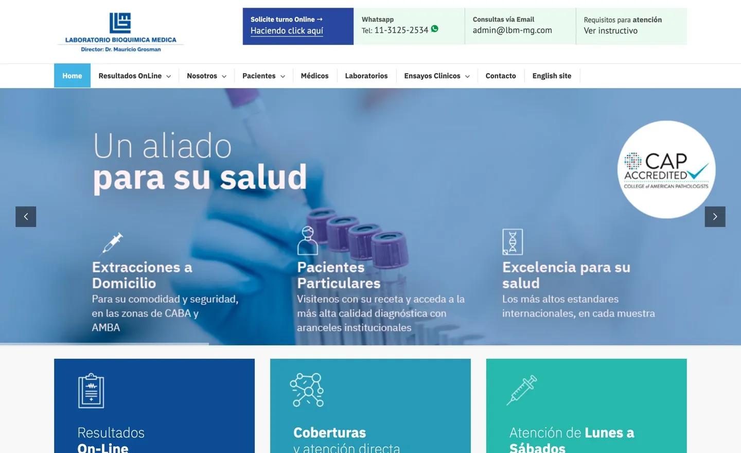 Sitio de LBM — Laboratorio Bioquímica Médica en escritorio