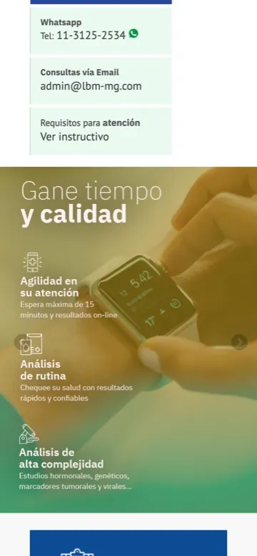 Sitio de LBM — Laboratorio Bioquímica Médica en celular